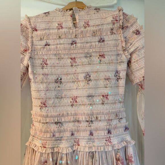 Needle & Thread sequin mini dress with sheer sleeves in dusty mauve US2/XS - Picture 8 of 10